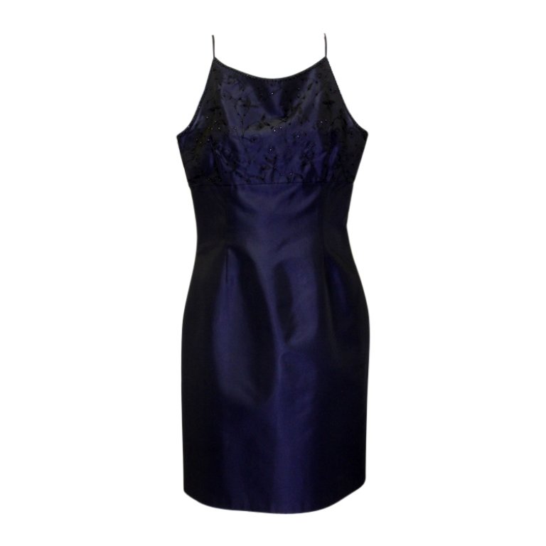 Phoebe Dress: Est. $ 20 - 40 Phoebe Dress. Marked Phoebe, Size 2. 62% Acetate/28% Polyester. Bust 32 and length is 36.5 inches. Some loss to beads.