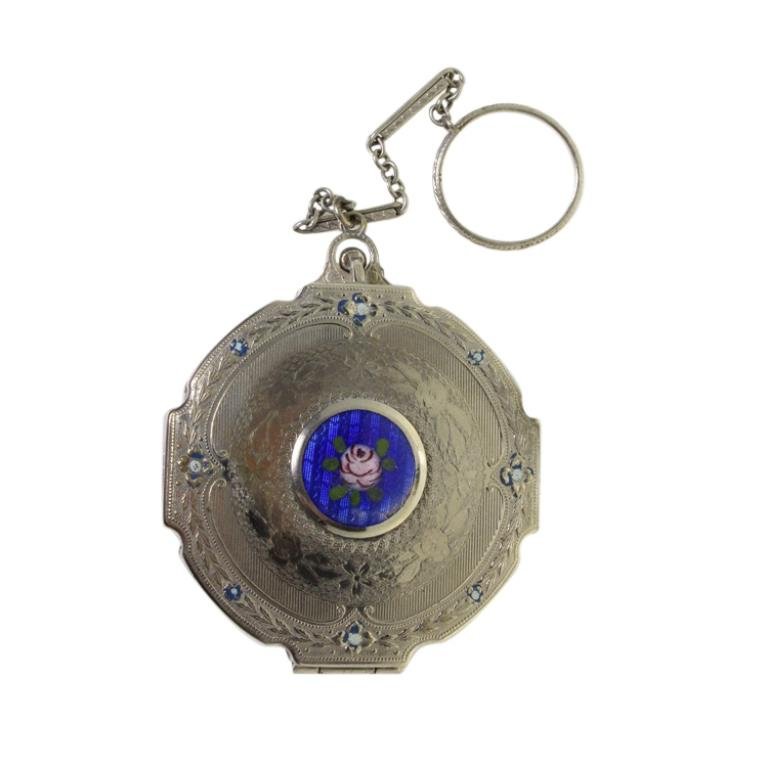 Vintage Guilloche Silver Tone Compact (1 of 3)