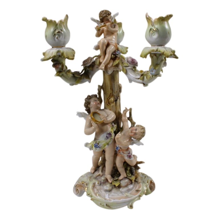 Cherub and Flower Porcelain Candle Holder (1 of 3)
