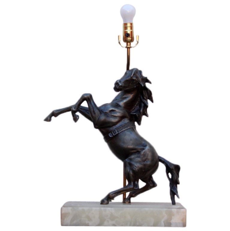 Rearing Metal Horse Lamp (1 of 2)