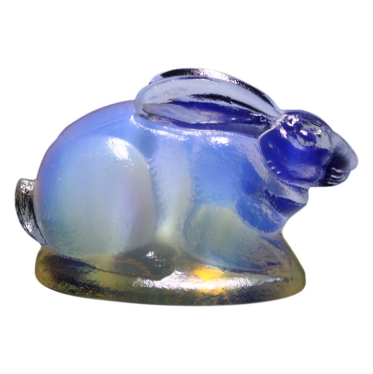 Sabino France Opalescent Glass Bunny Rabbit: Est. $ 100 - 150 Sabino France Opalescent Glass Bunny Rabbit. Opalescent glass bunny rabbit is 1.5 x 1.25 inches. Signed Sabino France.