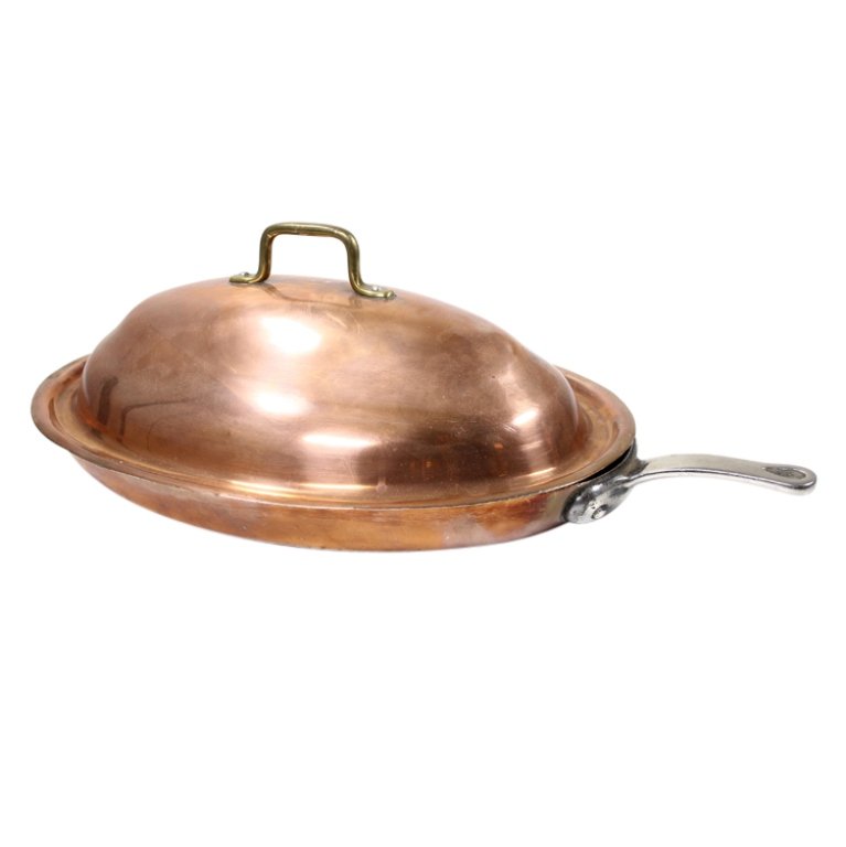 Copper Oval Lidded Frying/Roasting Pan (1 of 3)