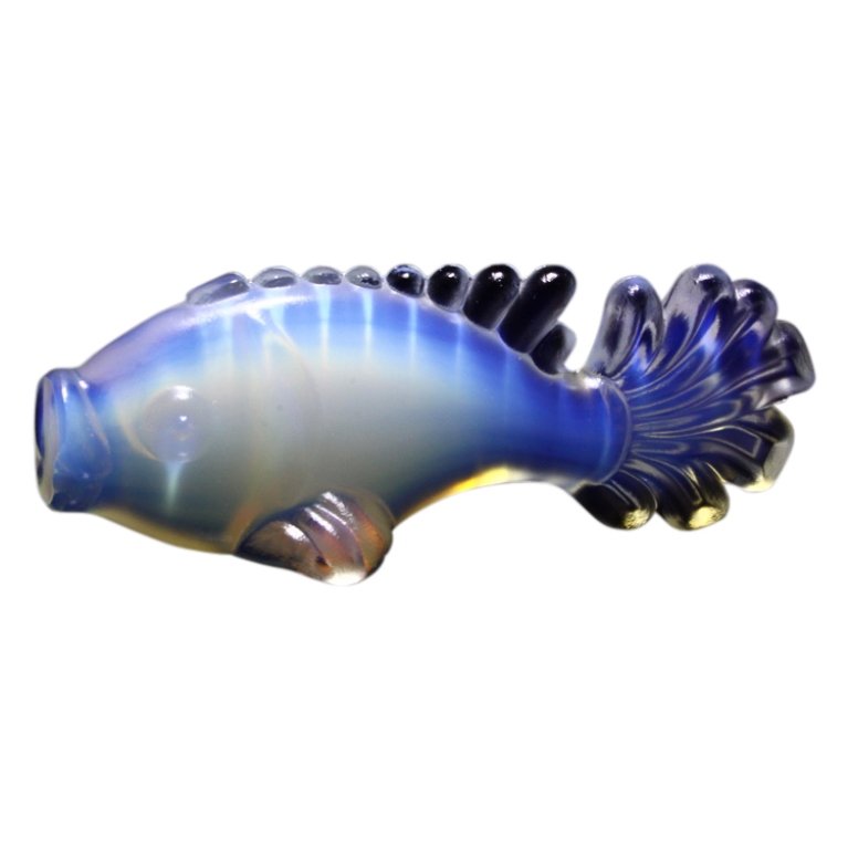 Fish by Sabino France Opalescent Glass: Est. $ 100 - 150 Fish by Sabino France Opalescent Glass. Opalescent glass fish is 3.25 x.75 inches. Signed Sabino France.