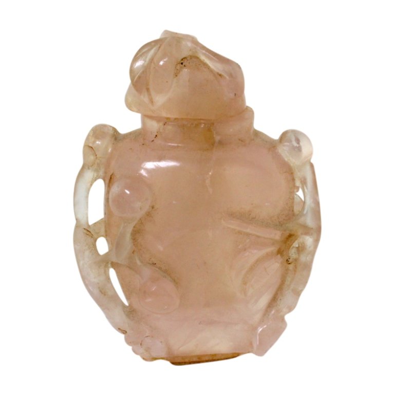 Chinese Carved Rose Quartz Snuff Bottle (1 of 2)