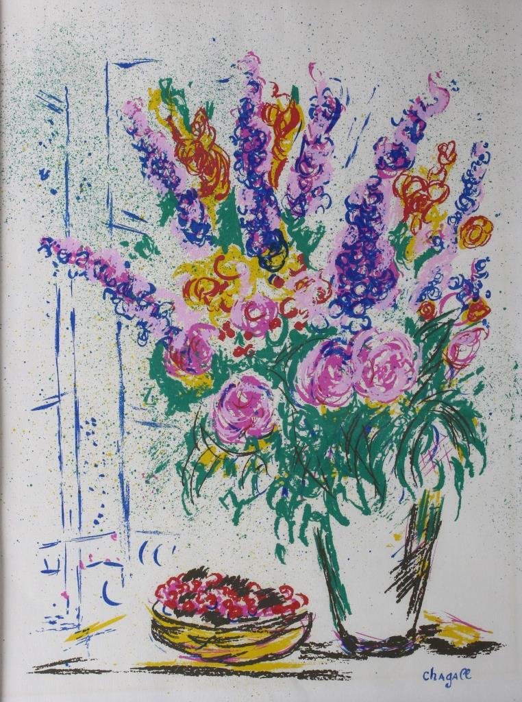 Marc Chagall Serigraph of Flowers (1 of 4)