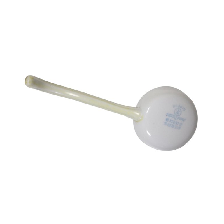 Nippon Relish Spoon: Est. $ 5 - 10 Nippon Relish Spoon. 5 inch ceramic relish spoon with yellow enamel accents.