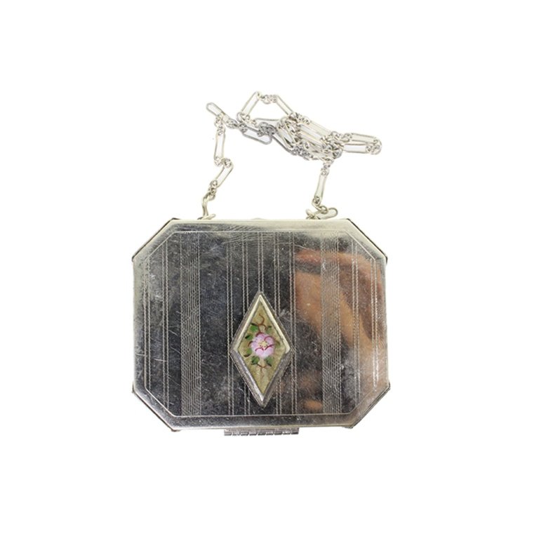 Vintage Guilloche Silver Tone Compact (1 of 2)