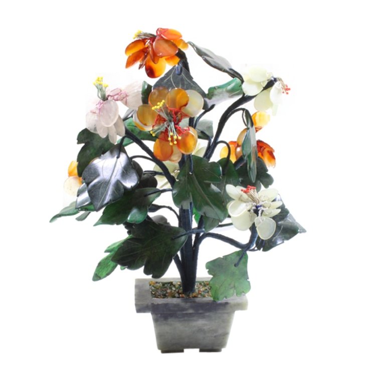 Carved Jade & Gemstone Tree (1 of 3)