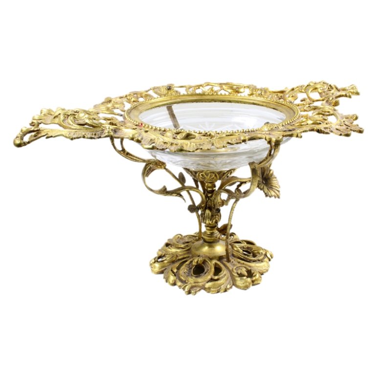 Cut Glass and Gilded Ormolu Centerpiece Bowl (1 of 3)