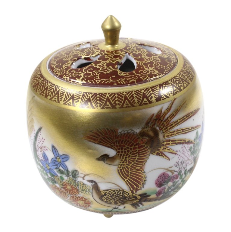 Hand Painted Footed Asian Censer (1 of 4)