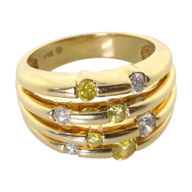 Modern Style Yellow and White Diamond Ring (1 of 3)