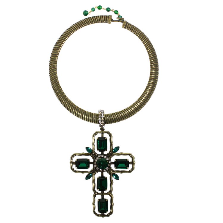 Lawrence Vrba Cross on Wide Omega Chain Necklace (1 of 4)
