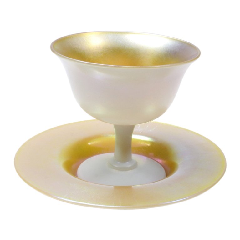 Steuben Attributed Gold Aurene Calcite Sherbet (1 of 3)