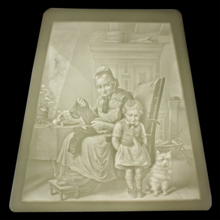 PPM Porcelain Woman Mending Boy's Pants Lithophane (1 of 4)