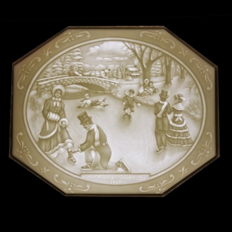 Winter Holiday, 20th Century Lithophane (1 of 3)