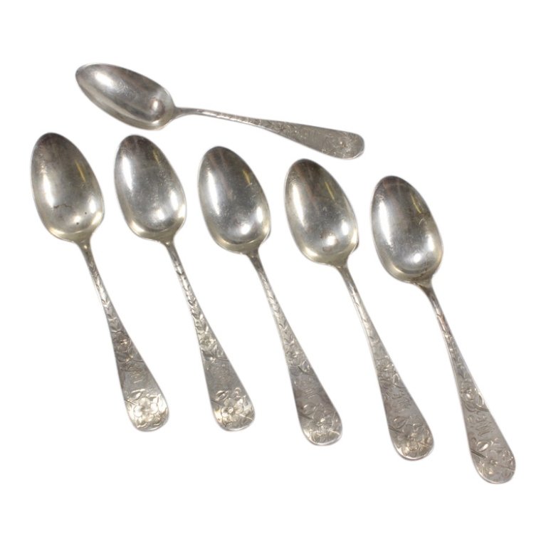 Towle 1887 Clover Pattern Lot of 6 Sterling Spoons (1 of 2)