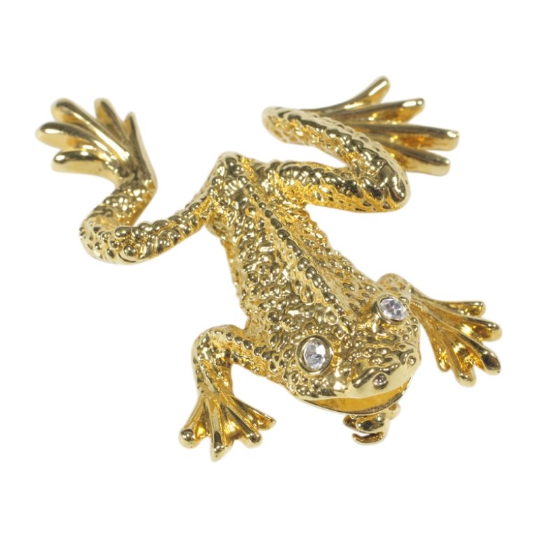 Swarovski Gold Tone Frog Brooch (1 of 2)