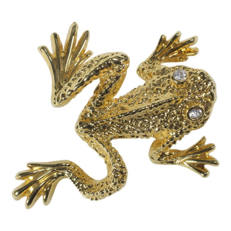 Swarovski Gold Tone Frog Brooch (1 of 2)