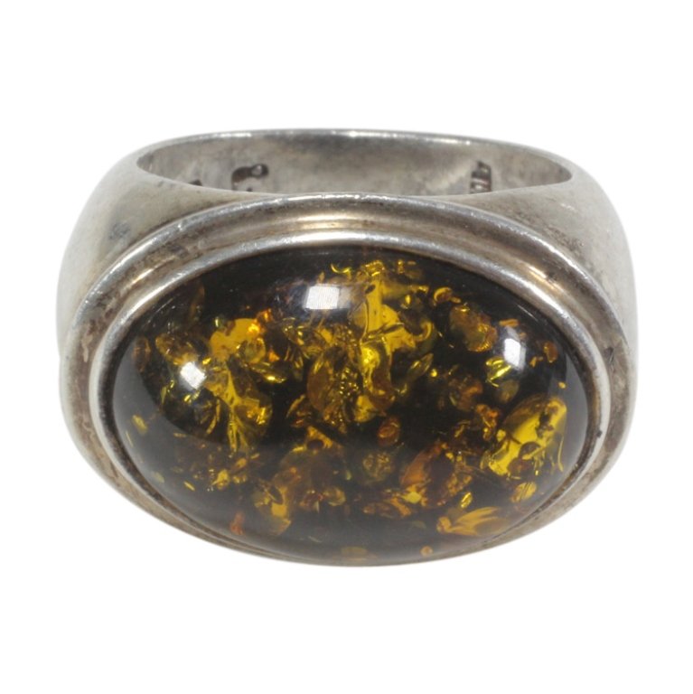 Amber Oval Sterling Silver Ring (1 of 3)