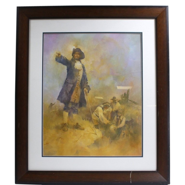 Original Oil on Canvas Board by Robert Crofut: Est. $ 300 - 500 Original Oil on Canvas Board by Robert Crofut. Untitled image. A man in formal attire with men working. Image measures 23 inches by 18 inches. Wood frame. Measures 32.75 inches by 28.