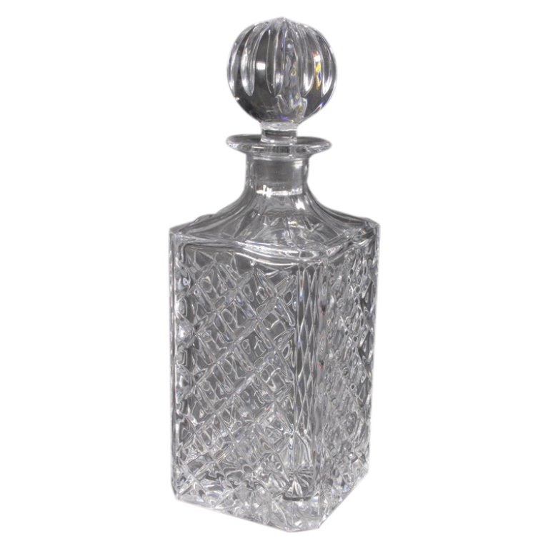 Block Cut Crystal Decanter with Stopper (1 of 3)