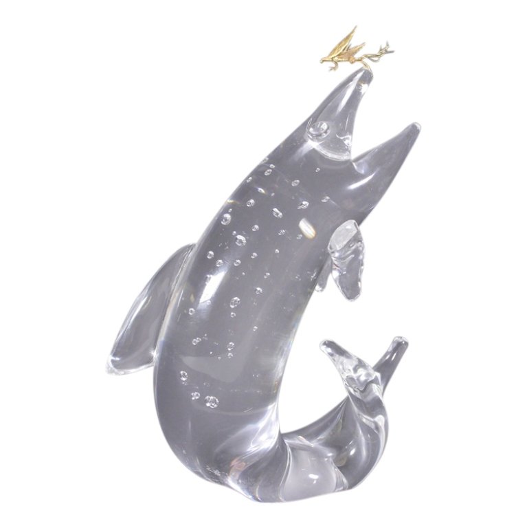 Steuben Crystal Trout with 18K Gold Fly (1 of 4)