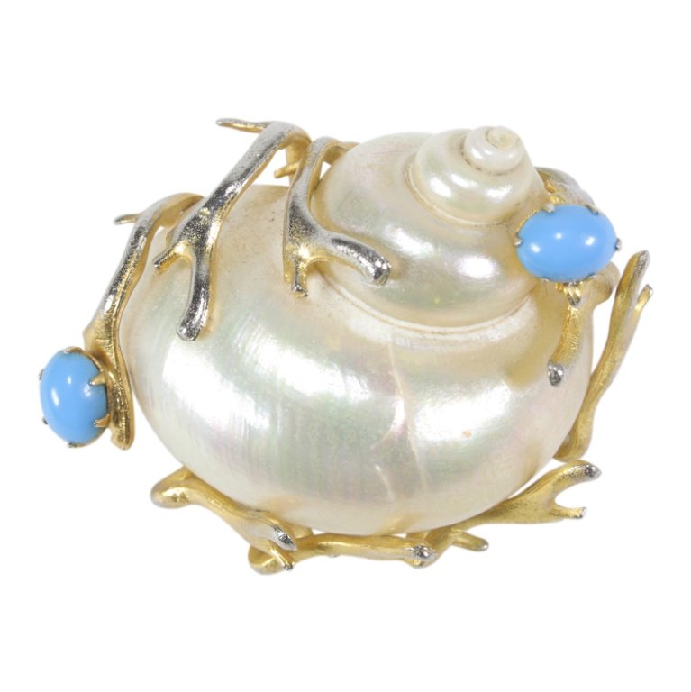 Vintage KJL Real Shell Pin Brooch (1 of 3)