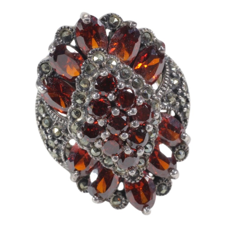 Marcasite Sterling & Gemstone Ring (1 of 3)