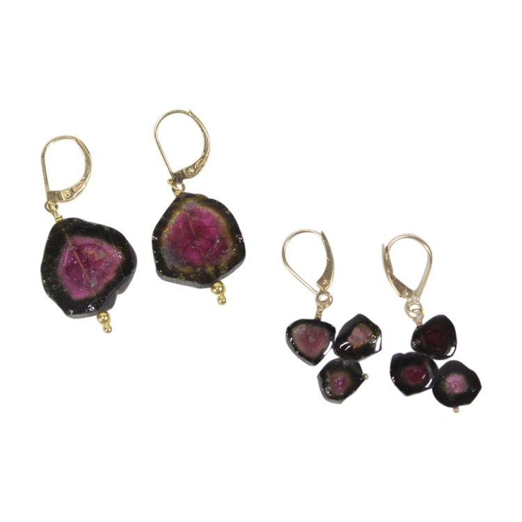 2 Pair Watermelon Tourmaline Earrings (1 of 1)