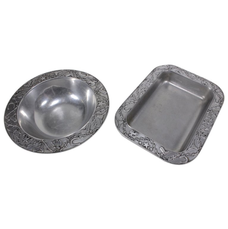 Set Of Wilton Armetale Barbed Wire Western Dishes