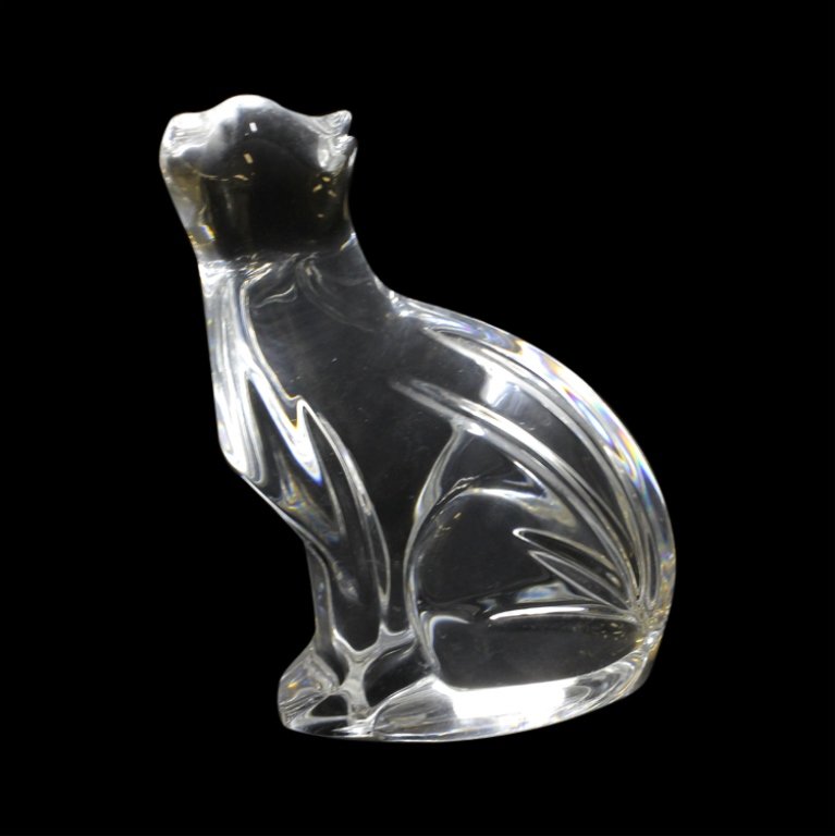 Waterford Crystal Cat Figurine: Est. $ 100 - 200 Waterford Crystal Cat Figurine. Marked Waterford. 5 x 4 inches.