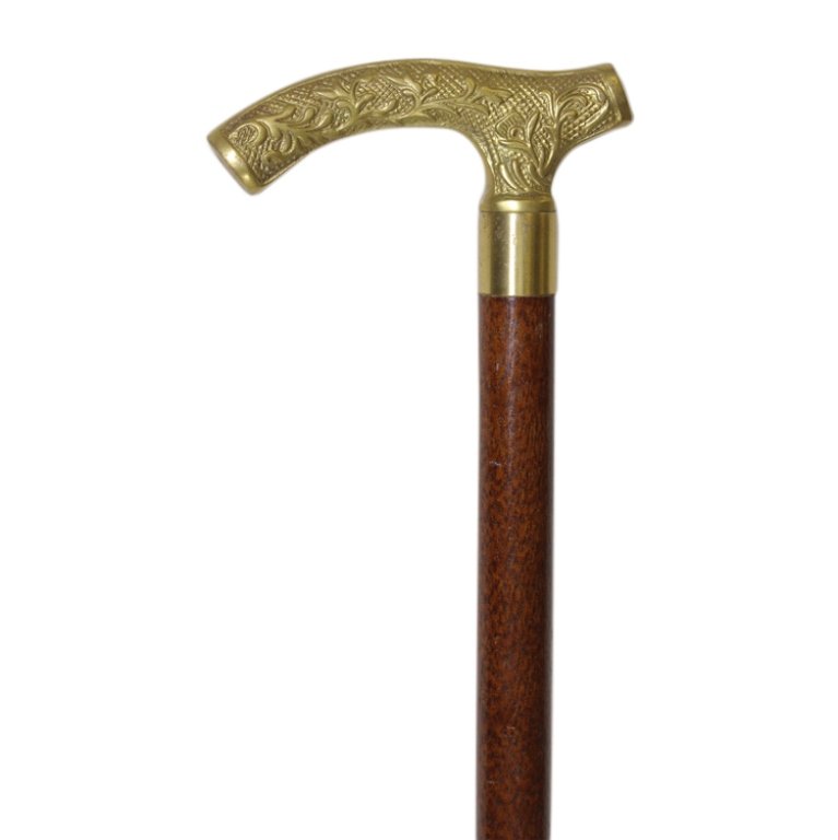 Vintage Brass Handle Cane Walking Stick (1 of 2)