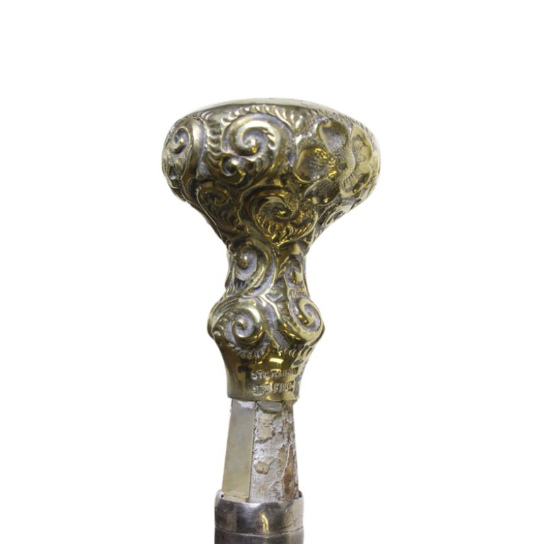 Vintage Metal &Sterling Cane Walking Stick (1 of 3)