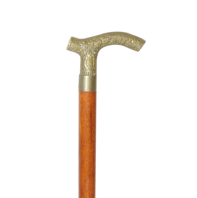 Vintage Brass Handle Cane Walking Stick (1 of 2)