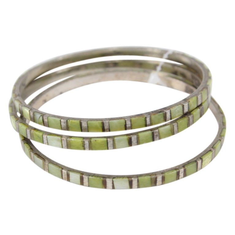 Vintage Inlaid Stone Bangle Bracelet Group (1 of 1)