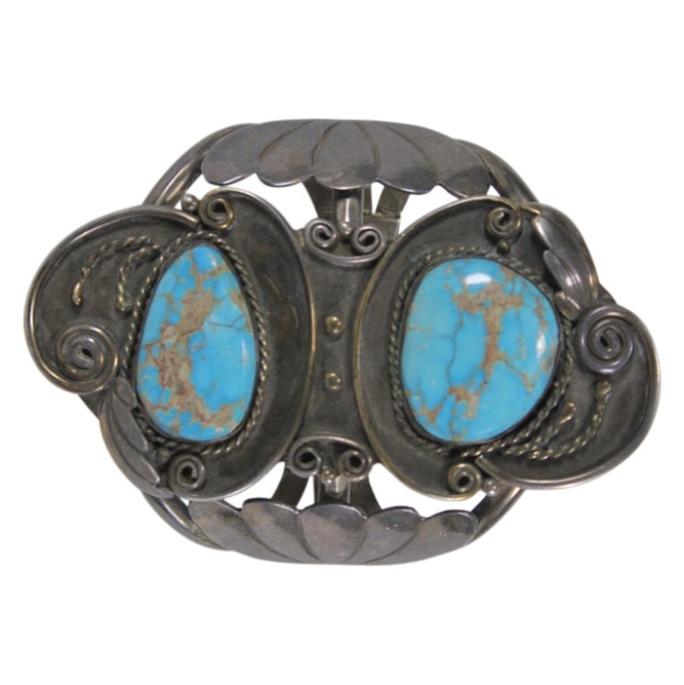 Mixed Sterling & Silver Tone Metal Turquoise Cuff (1 of 3)