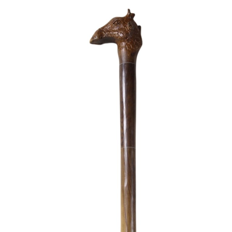 Vintage Wooden Walking Cane Giraffe Head (1 of 4)