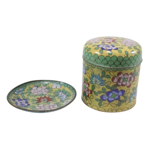 Copper Enamel Lidded Box and Tray (1 of 3)