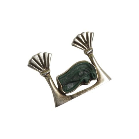 Sterling & Carved Eye of Ra Gemstone Pendant (1 of 2)