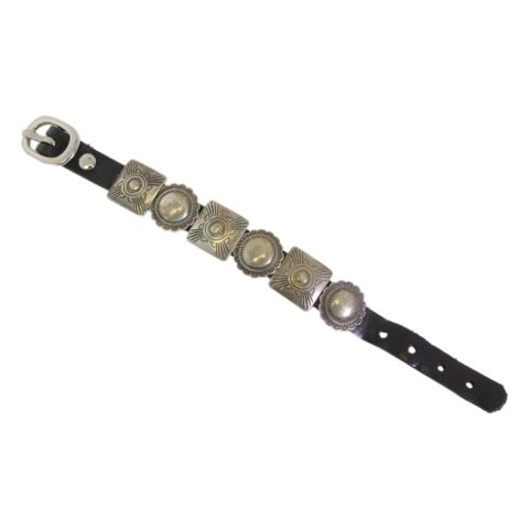 Concho Style Sterling & Leather Bracelet (1 of 2)