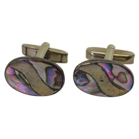 Vintage Sterling & Abalone Cufflinks (1 of 3)