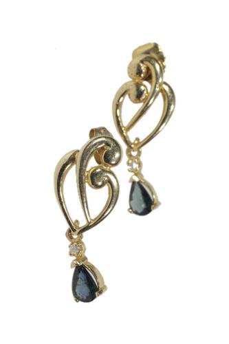 Sapphire & Diamond Dangle Earrings in 14k Gold (1 of 2)
