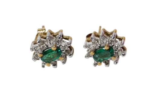 Emerald & Diamond Earrings in Yellow Gold (1 of 2)