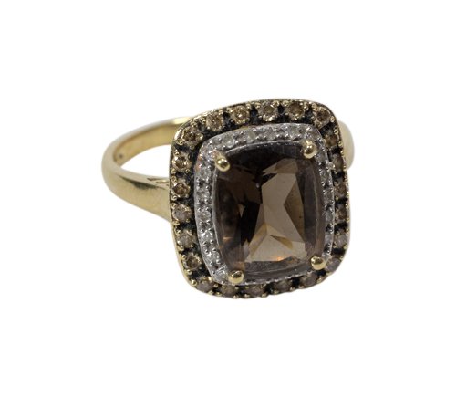 Cognac & White Diamond 14k Ring w/Gemstone (1 of 2)