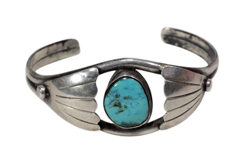 Southwest Style Ster. Cuff Bracelet w/ Turquoise (1 of 2)