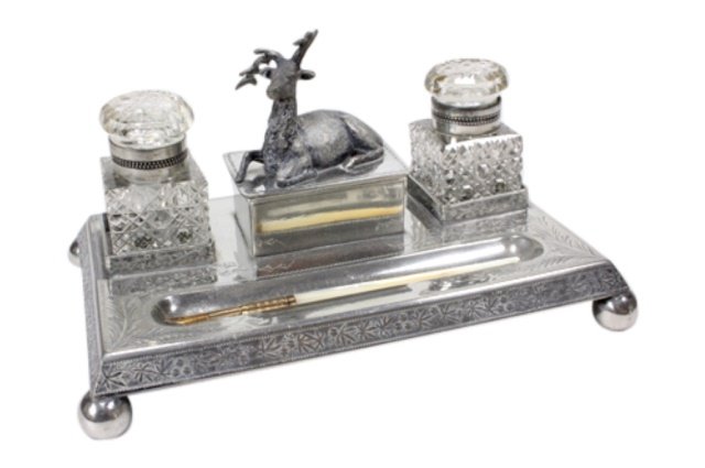Vintage James Deakin & Sons Silver plate Ink Stand (1 of 3)