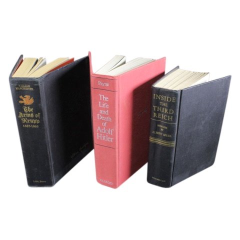 Lot of 3 Books on Hitler and Third Reich Germany: Est. $ 50 - 100 Lot of 3 Books on Hitler and Third Reich Germany. Books include: The Arms of Krupp 1587-1968 by William Manchester, The Life and Death of Adolf Hitler by Robert Payne, and Inside the T