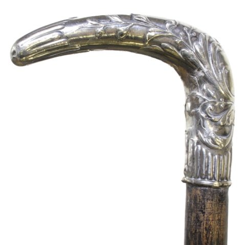 Vintage Silver Floral Pattern Cane Walking Stick (1 of 4)