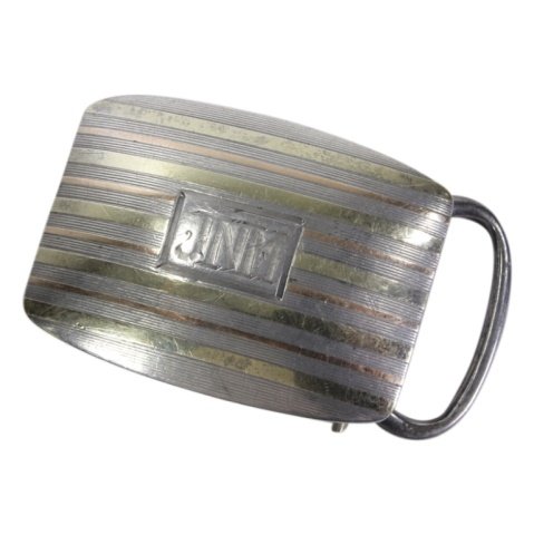 14K Gold Inlaid Sterling Belt Buckle (1 of 2)