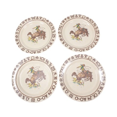 Set of 4 True West Westward Ho Dinner Plates (1 of 4)